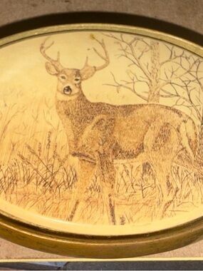 Classic sketched deer belt buckle solid Brass - Men’s Accessory